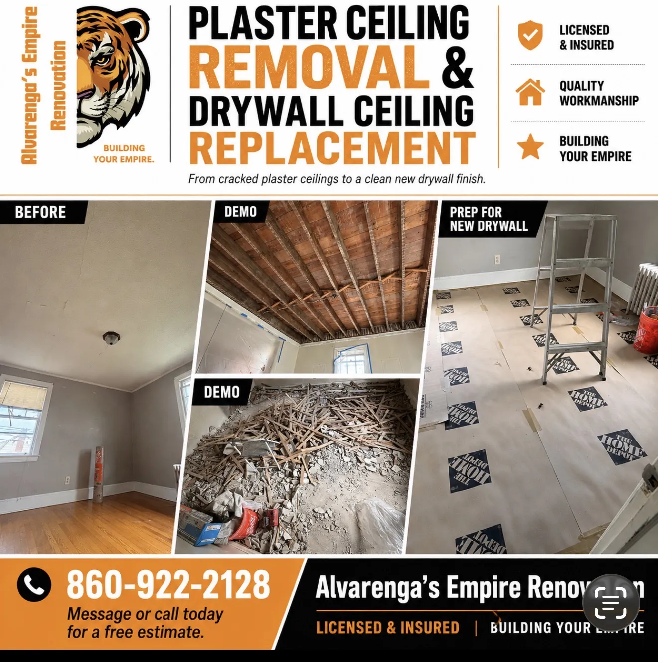 Project Plaster Ceiling Removal and Drywall Replacement in Hartford image